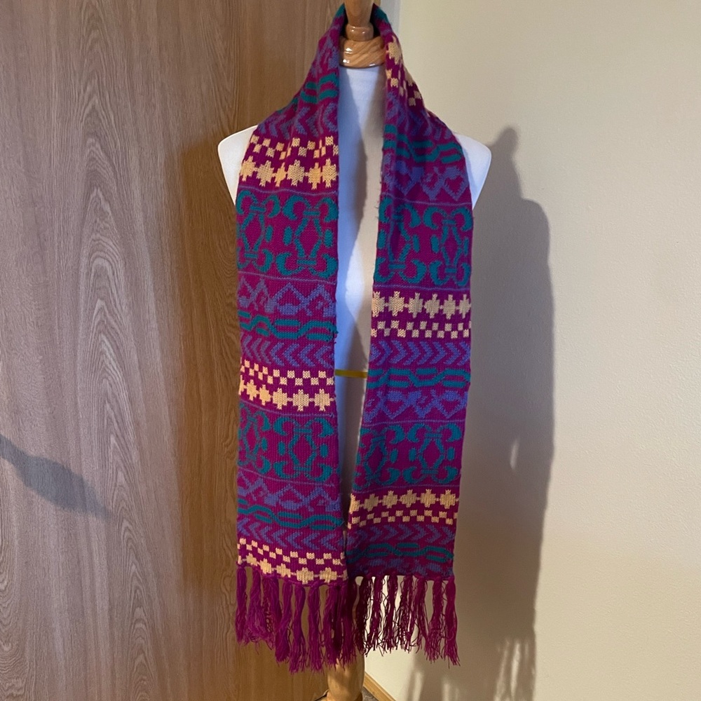 Purple Multi-Colored Knit Scarf